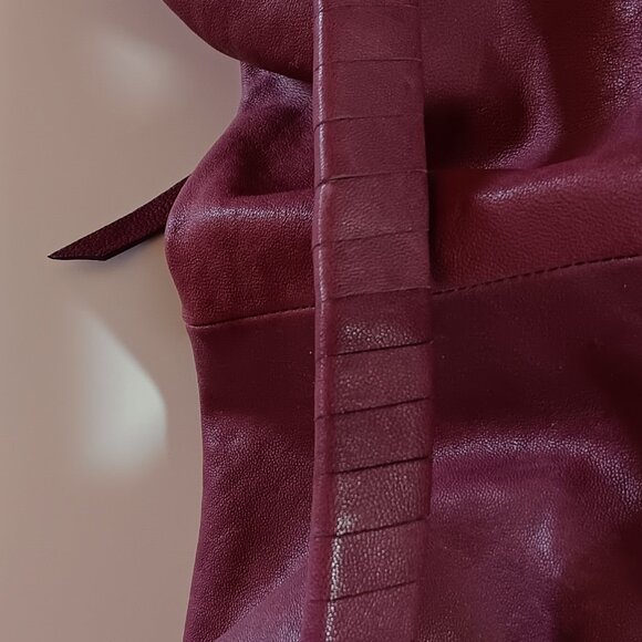 Soriel New York Leather Hobo Handbag, Raspberry color, Silver tone hardware - Picture 5 of 12